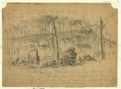Attack of Genl. Ewell's Corps (Johnston's division), formerly under Stonewall Jackson, on the right flank of the Union Army on Culp's Hill held by the 12th Corps (Gen. Slocum) during the LCCN2004661931