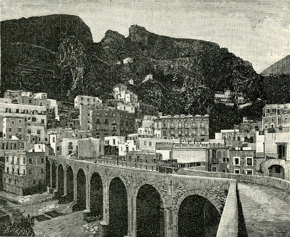 Atrani panorama con la casa presunta di Masaniello