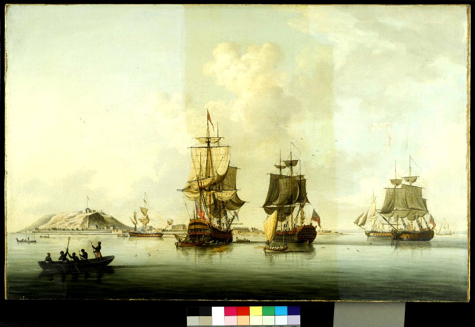 Attack on Goree, 29 December 1758- Ships at Anchor after the Action RMG BHC0388