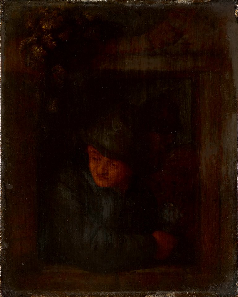 Attributed to Adriaen van Ostade (Haarlem 1610-Haarlem 1685) - A Peasant Leaning on a Window Ledge. - RCIN 406628 - Royal Collection