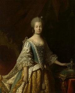 Attributed to Allan Ramsay (1713-84) - Queen Charlotte (1744-1818) - RCIN 402413 - Royal Collection. Free illustration for personal and commercial use.