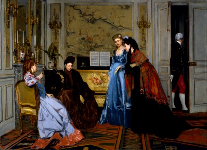 Attributed to Alfred Stevens - Elegant Figures in a Salon - Google Art Project. Free illustration for personal and commercial use.