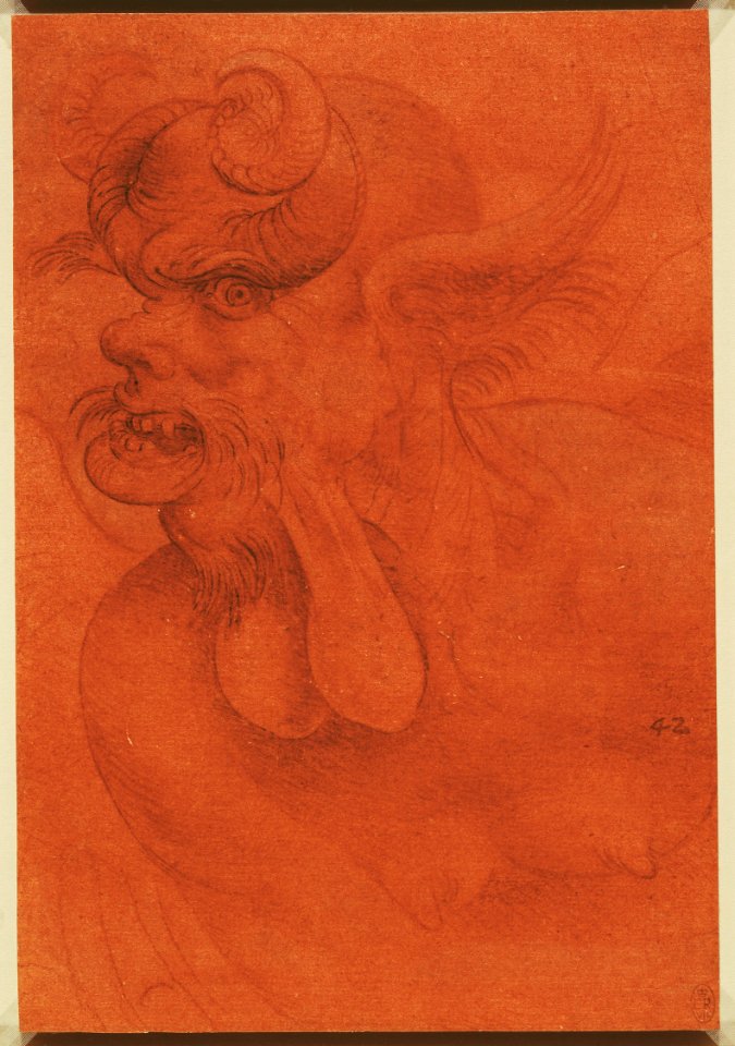 Attributed to Francesco Melzi - RCIN 912371, The head of a devil c.1510-20