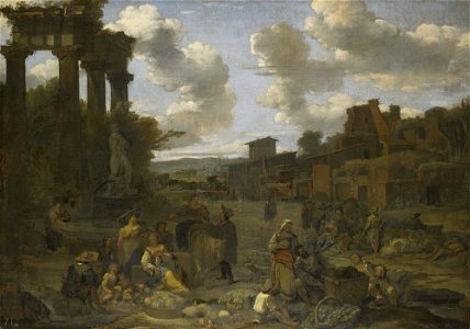 Attributed to Dirck Helmbreeker (Haarlem 1633-Rome 1696) - Figures in a Classical Landscape with Ruins - RCIN 405564 - Royal Collection
