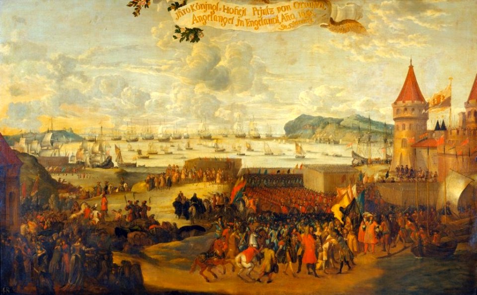 Attributed to Dutch School, 17th century - William III, Prince of Orange, Arriving at Brixham - RCIN 402861 - Royal Collection