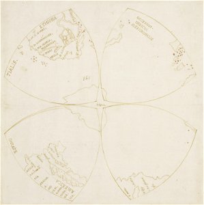 Attributed to Francesco Melzi - RCIN 991393, Verso Map of the southern hemisphere in four segments c.1550