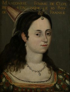 Attributed to French School, 17th century - Queen Marconese, consort of Clothaire IV, King of France - RCIN 406160 - Royal Collection. Free illustration for personal and commercial use.