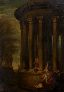 Attributed to Flemish School, 17th century - Unidentified scene with figures and a serpent by a circular temple - RCIN 402645 - Royal Collection