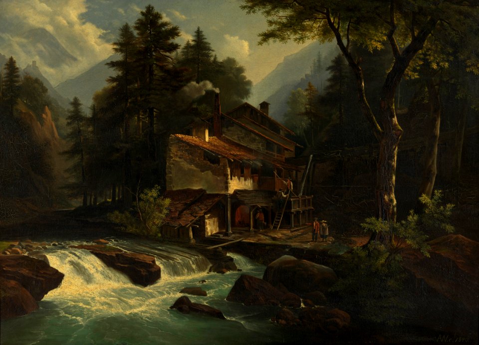 Attributed to German School, 19th century - Landscape with a Waterfall - RCIN 404966 - Royal Collection