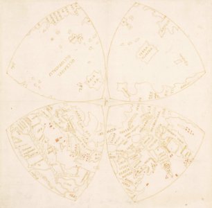 Attributed to Francesco Melzi - RCIN 991393, Recto Map of the northern hemisphere in four segments