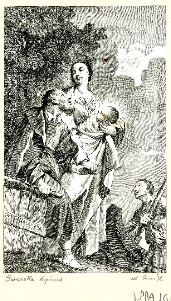 Attributed to Francesco Bartolozzi - The Crossing of the Jordan, with the Holy Family approaching a boat at a quayside. 1756, 1943,0709.94