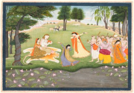 Attributed to Khushala, Indian, active late 18th century - The Gods Sing and Dance for Shiva and Parvati - Google Art Project