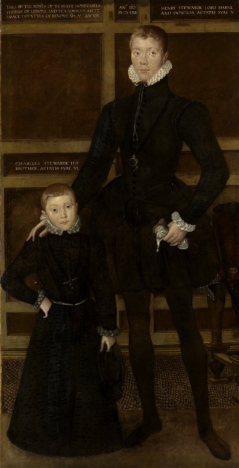 Attributed to Hans Eworth (d. 1574) - Henry, Lord Darnley (1545-67) and his brother Charles, 5th Earl of Lennox (1555-76) - RCIN 401227 - Royal Collection