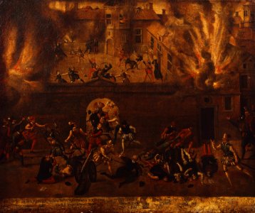 Attributed to French School, 16th century - The Massacre of the Huguenots at Vassy, Champagne - RCIN 402701 - Royal Collection