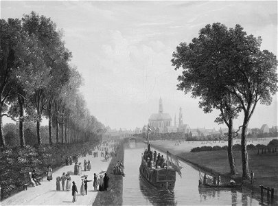 Attributed to Johannes van Lexmond (1769-1838) - A Dutch Canal Scene, with a City - RCIN 404496 - Royal Collection