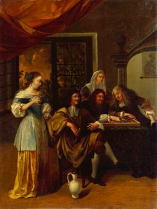 Attributed to Jan Steen - Trictrac Players - 64.37.3 - Minneapolis Institute of Arts. Free illustration for personal and commercial use.