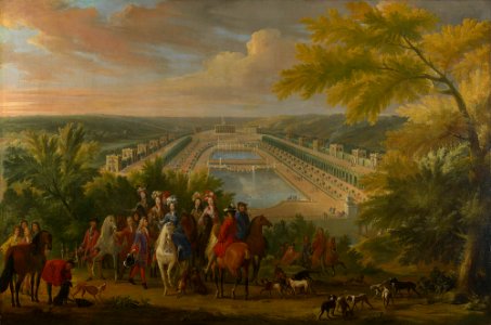 Attributed to Jean-Baptiste Martin (1659-1735) - A Hawking Party at Marly - RCIN 406957 - Royal Collection