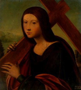 Attributed to Lorenzo Costa (1460-1535) - Saint Helena - RCIN 403379 - Royal Collection. Free illustration for personal and commercial use.