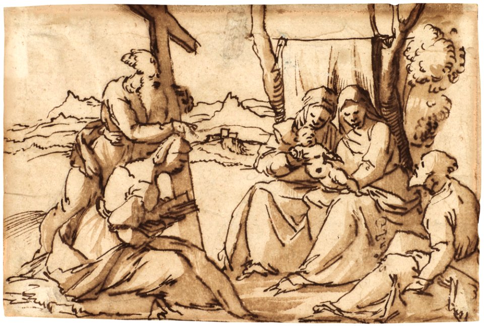 Attributed to Palma il Vecchio - Madonna and Child with St. Anne, St. Joseph seated to the right, and two other Saints to the left, Lot 7