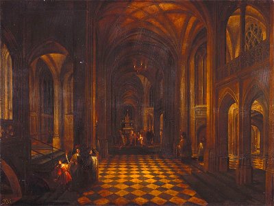 Attributed to Peeter Neeffs the Elder (Antwerp active 1605 - Antwerp 1656-61) - Daniel and Cyrus before the Idol Bel - RCIN 402887 - Royal Collection