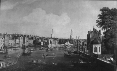 Attributed to the school of Samuel Scott (1702-72) - The Thames at the Savoy - RCIN 407406 - Royal Collection