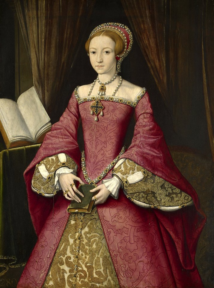 Attributed to William Scrots (active 1537-53) - Elizabeth I when a Princess - RCIN 404444 - Royal Collection