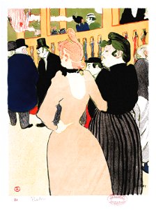 Au Moulin Rouge, la Goulue et sa soeur, by Henri de Toulouse-Lautrec. Free illustration for personal and commercial use.