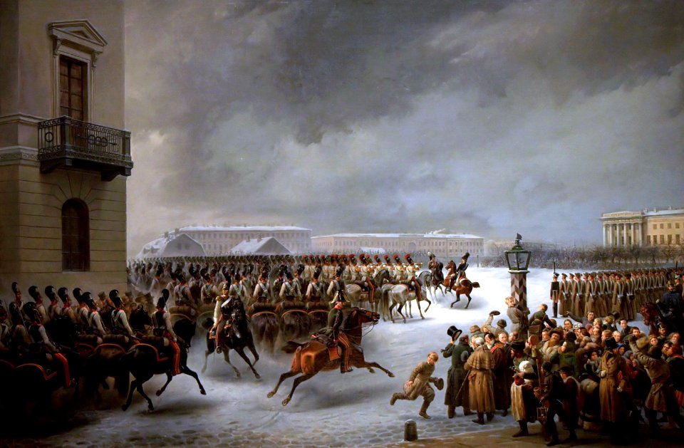 Au service des Tsars - inv. ЭРЖ-2379 - Attaque du carré des décabristes par le régiment des gardes à cheval le 14 décembre 1825