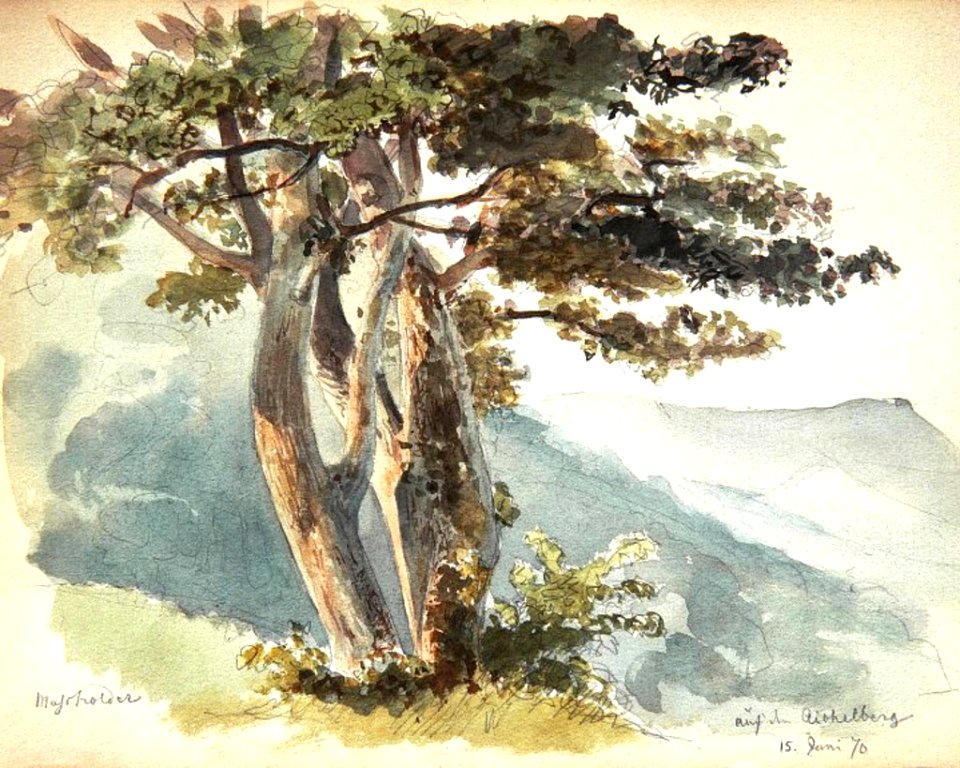 Auf dem Aichelberg - Aquarell von Eduard von Kallee