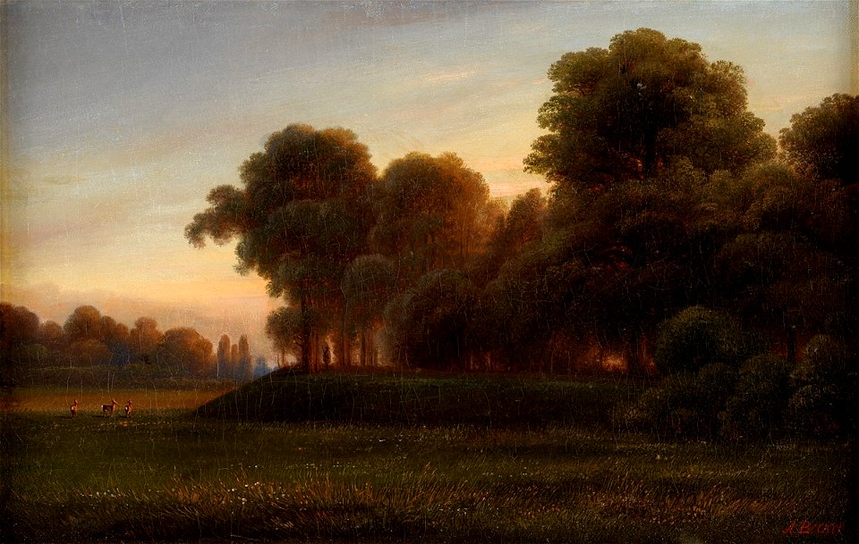 August Becker Waldlichtung mit Rehwild