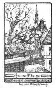 August Hermann Fischer Heimatklänge Durchblick auf St. Marien Treptow