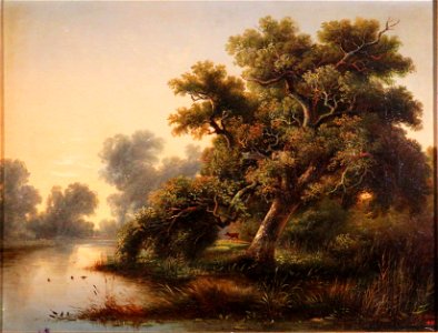 August Becker - Hirsche und alte Eiche nahe der Wallwitzburg bei Dessau