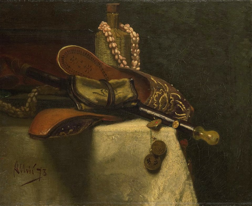 August Allebé - Stilleven met oosterse muilen
