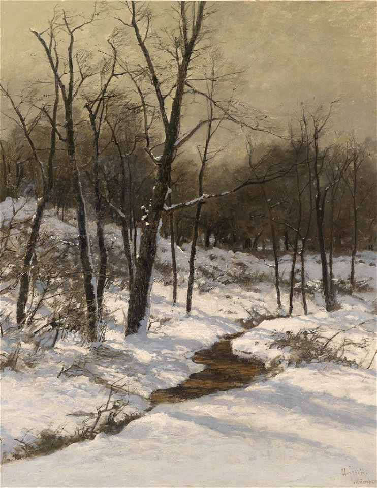August Fink Winterliche Bachlandschaft