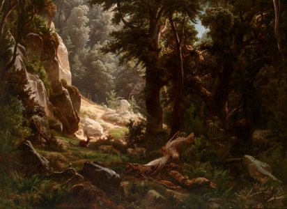 August Friedrich Kessler Rotwild im Wald 1852