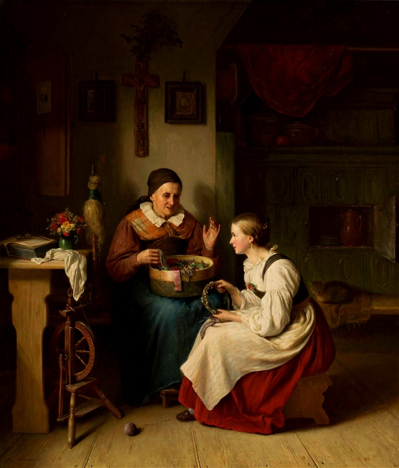 August Heinrich Niedmann - Babcia z wnuczką