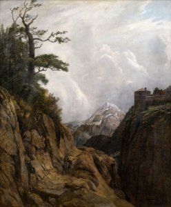 August Holmberg Eselreiter in Hochgebirgslandschaft