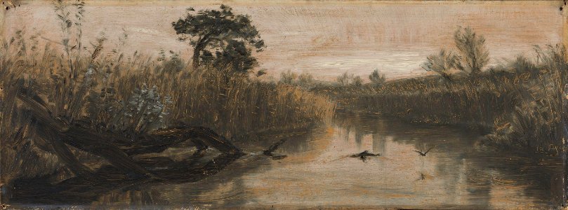 August Jerndorff - De høje Rør med de svaje, bløde Duske, og de Siv (...), og de krogede Ellestammer og Buskene langs Aaen - NG.M.00431-015 - National Museum of Art, Architecture and Design
