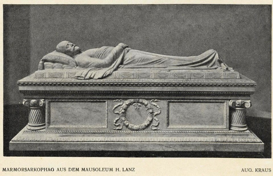 August Kraus - Marmorsarkophag aus dem Mausoleum Heinrich Lanz