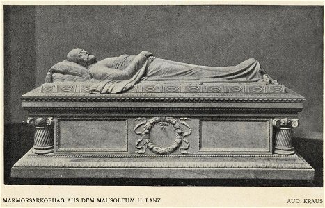 August Kraus - Marmorsarkophag aus dem Mausoleum Heinrich Lanz