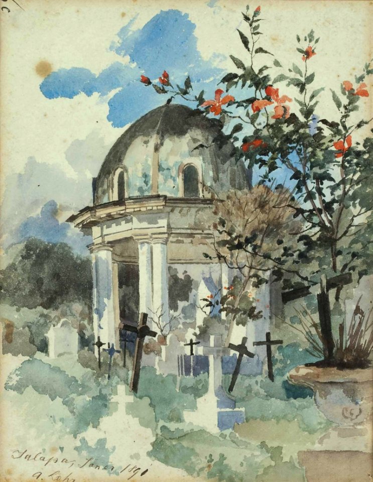 August Lohr Friedhof mit Säulentempel Jalapa 1891