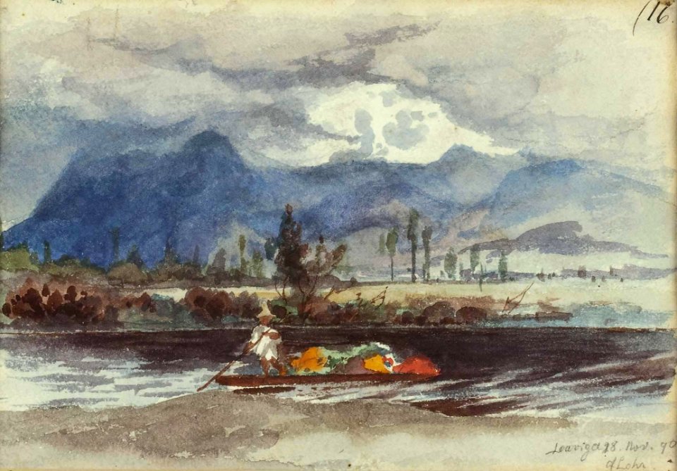 August Lohr Mexiko Eingeborenenboot am Fluss 1890