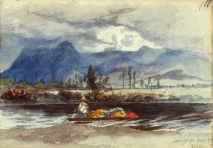 August Lohr Mexiko Eingeborenenboot am Fluss 1890