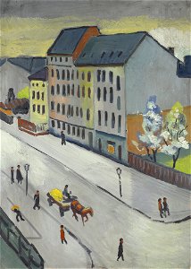 August Macke - Unsere Straße in Grau - G 13333 - Lenbachhaus
