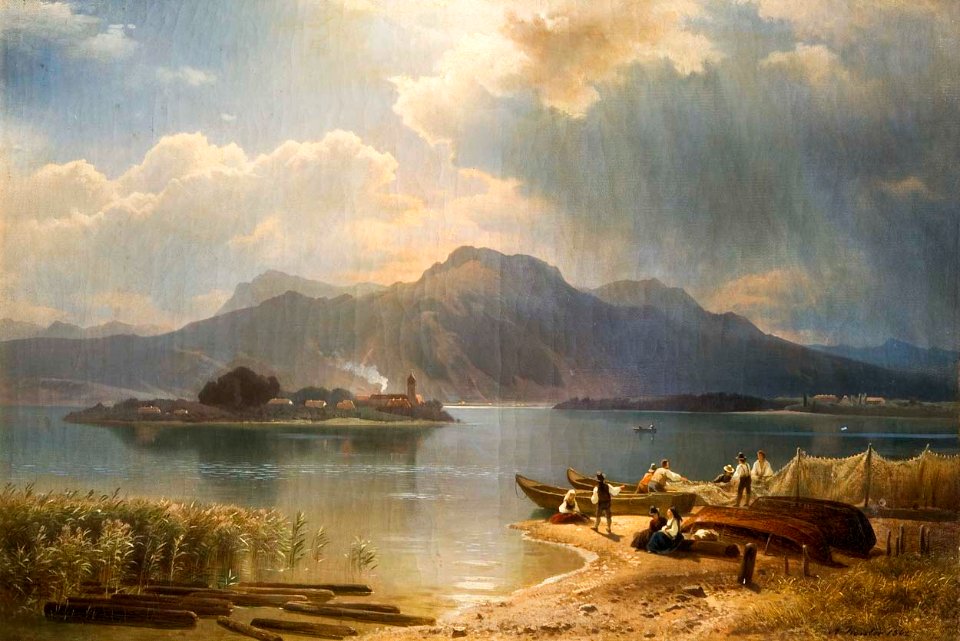 August Kessler - Fischer vor der Fraueninsel am Chiemsee, 1862 - Free ...