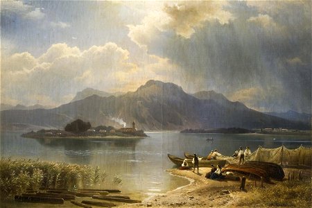 August Kessler - Fischer vor der Fraueninsel am Chiemsee, 1862