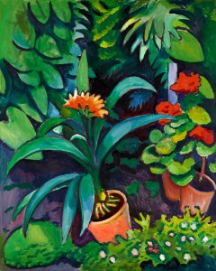 August Macke - Blumen im Garten, Clivia und Pelargonien - G 14665 - Lenbachhaus