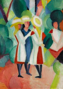 August Macke - Three girls in yellow straw hats I - Google Art Project