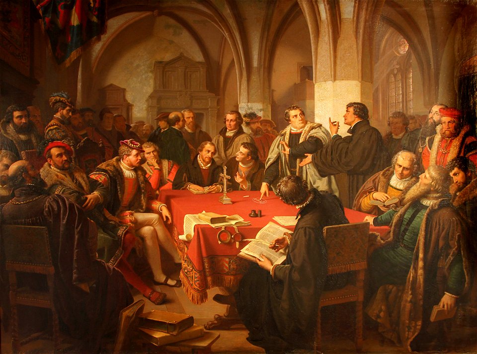 August Noack Religionsgespräch im Marburger Schloß 1869 ohne Rahmen