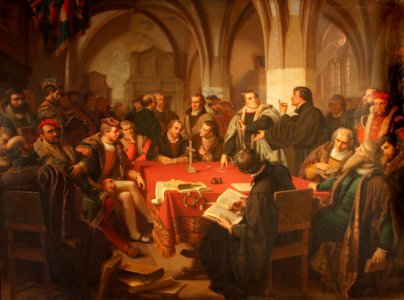 August Noack Religionsgespräch im Marburger Schloß 1869 ohne Rahmen